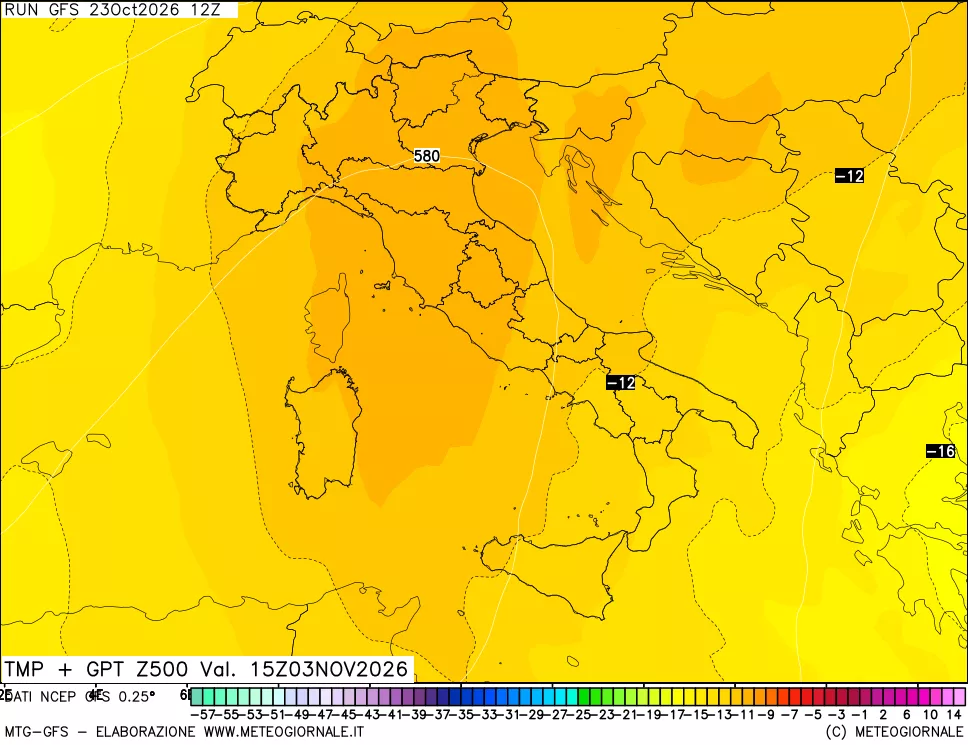 mappa 500 hPa Temp + GPT