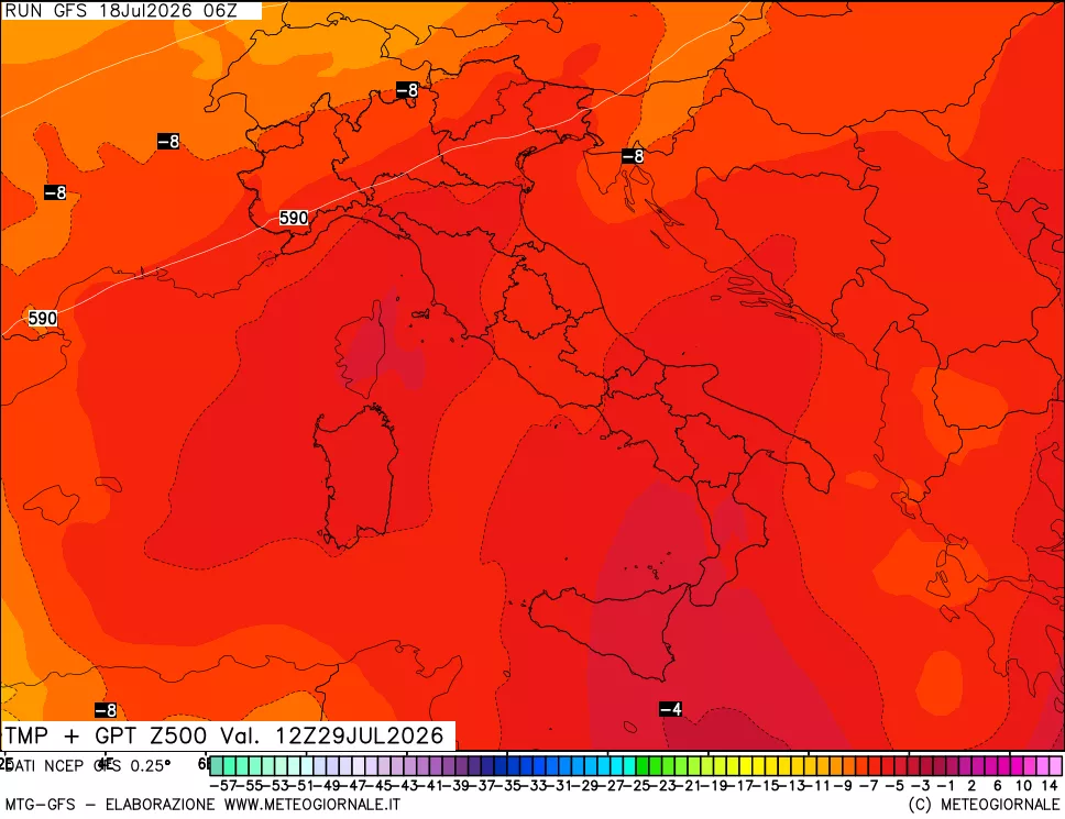 mappa 500 hPa Temp + GPT