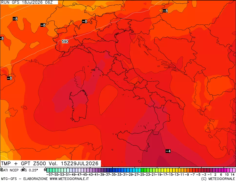mappa 500 hPa Temp + GPT