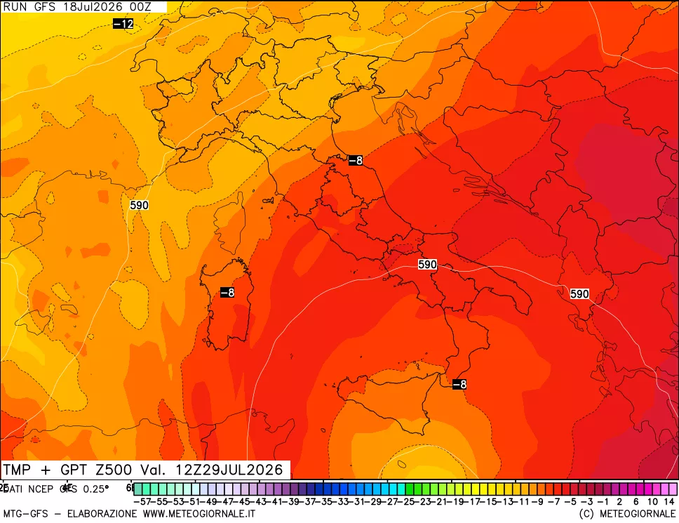 mappa 500 hPa Temp + GPT
