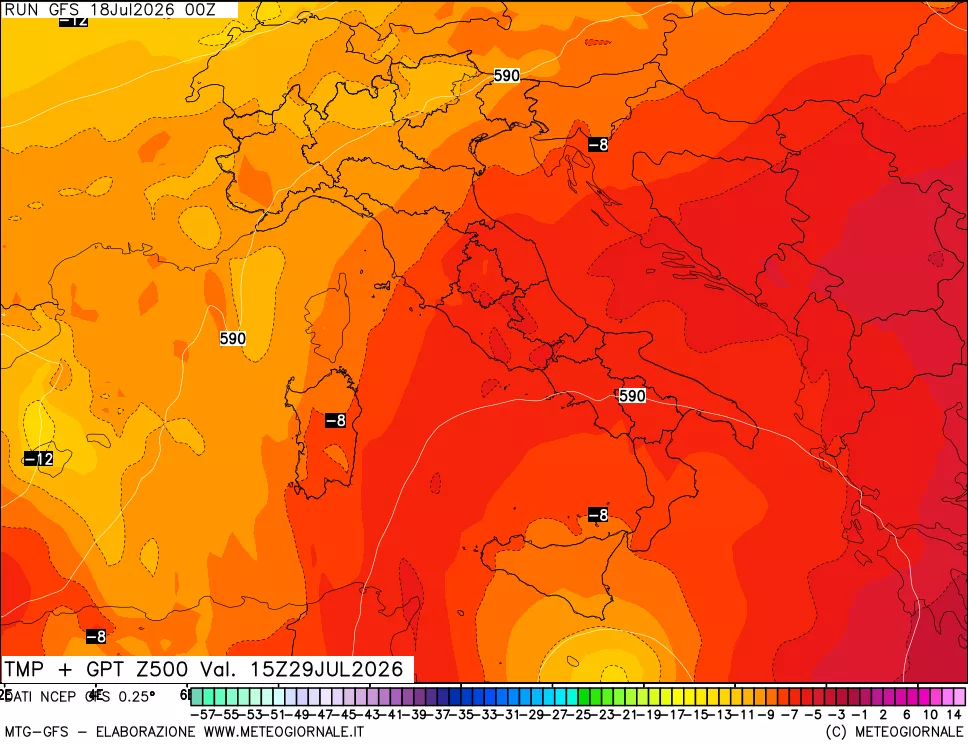mappa 500 hPa Temp + GPT