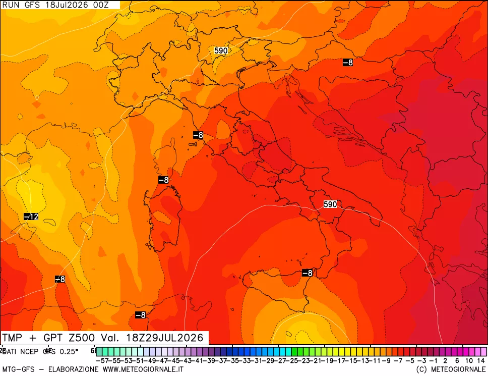 mappa 500 hPa Temp + GPT