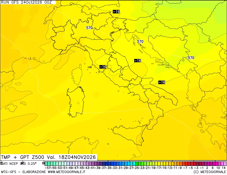 mappa 500 hPa Temp + GPT