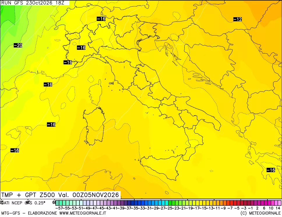 mappa 500 hPa Temp + GPT