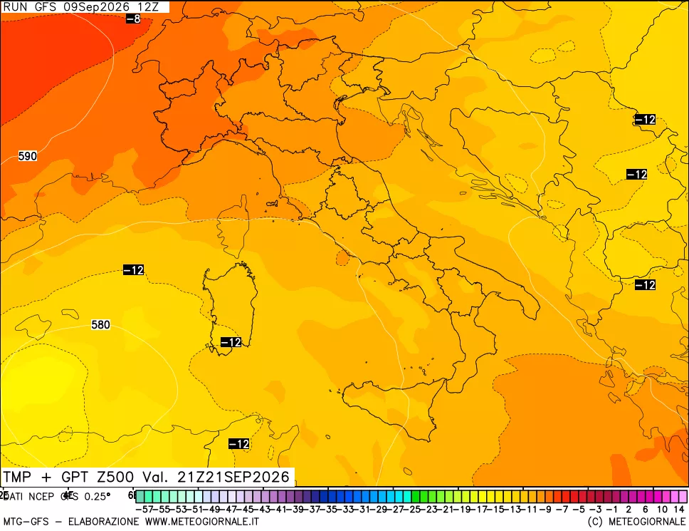 mappa 500 hPa Temp + GPT