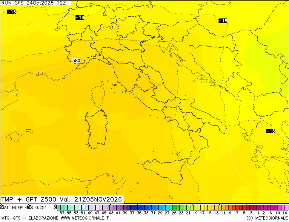 mappa 500 hPa Temp + GPT