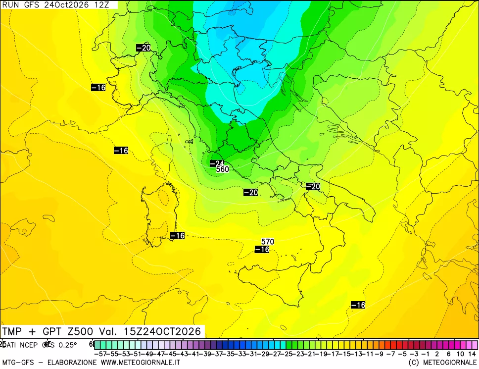 mappa 500 hPa Temp + GPT