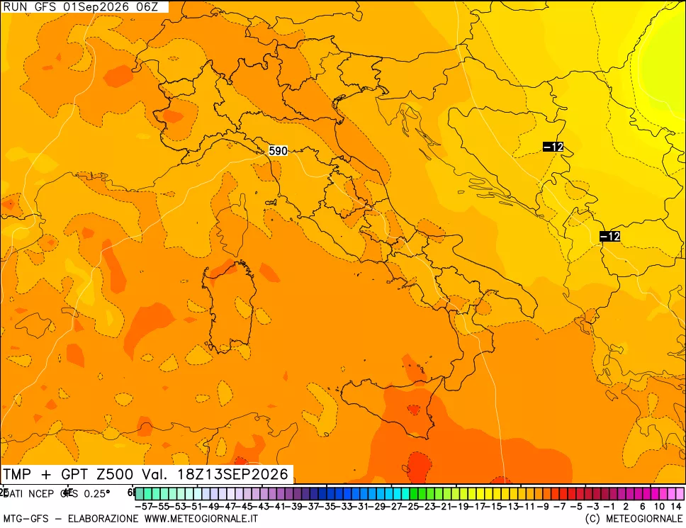 mappa 500 hPa Temp + GPT