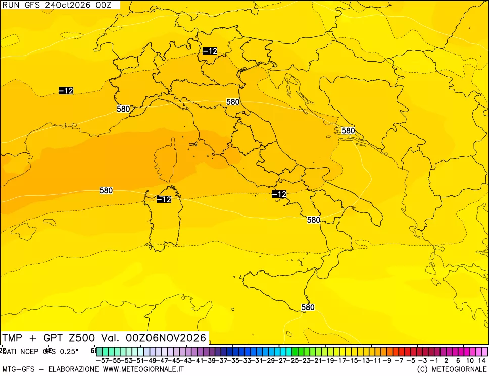 mappa 500 hPa Temp + GPT
