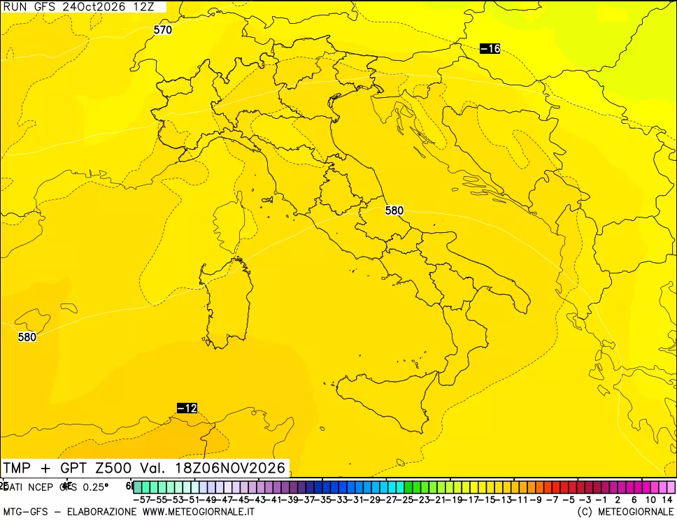 mappa 500 hPa Temp + GPT