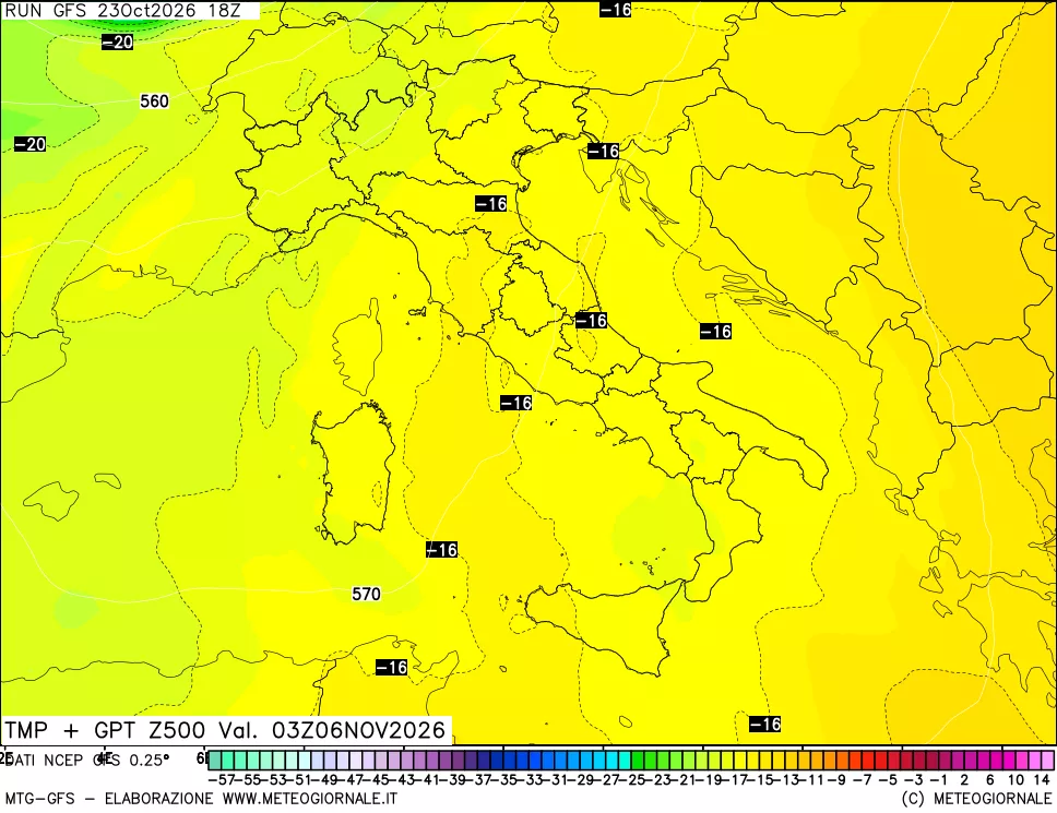 mappa 500 hPa Temp + GPT
