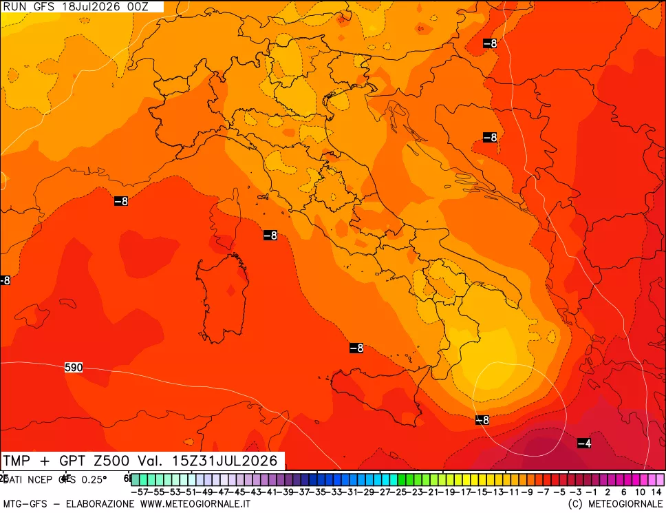 mappa 500 hPa Temp + GPT