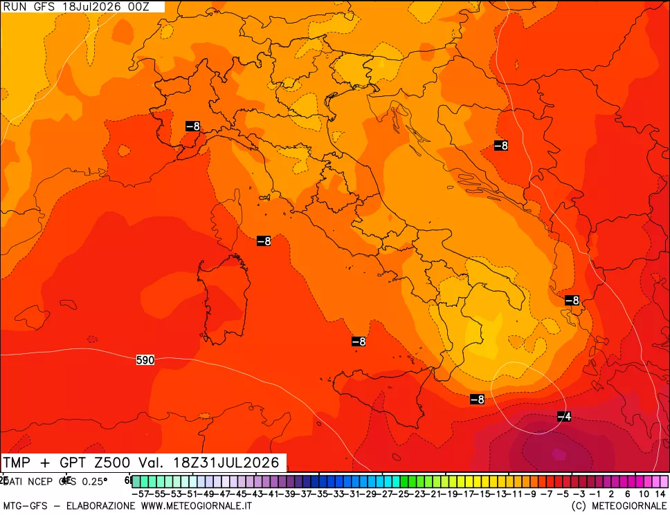mappa 500 hPa Temp + GPT