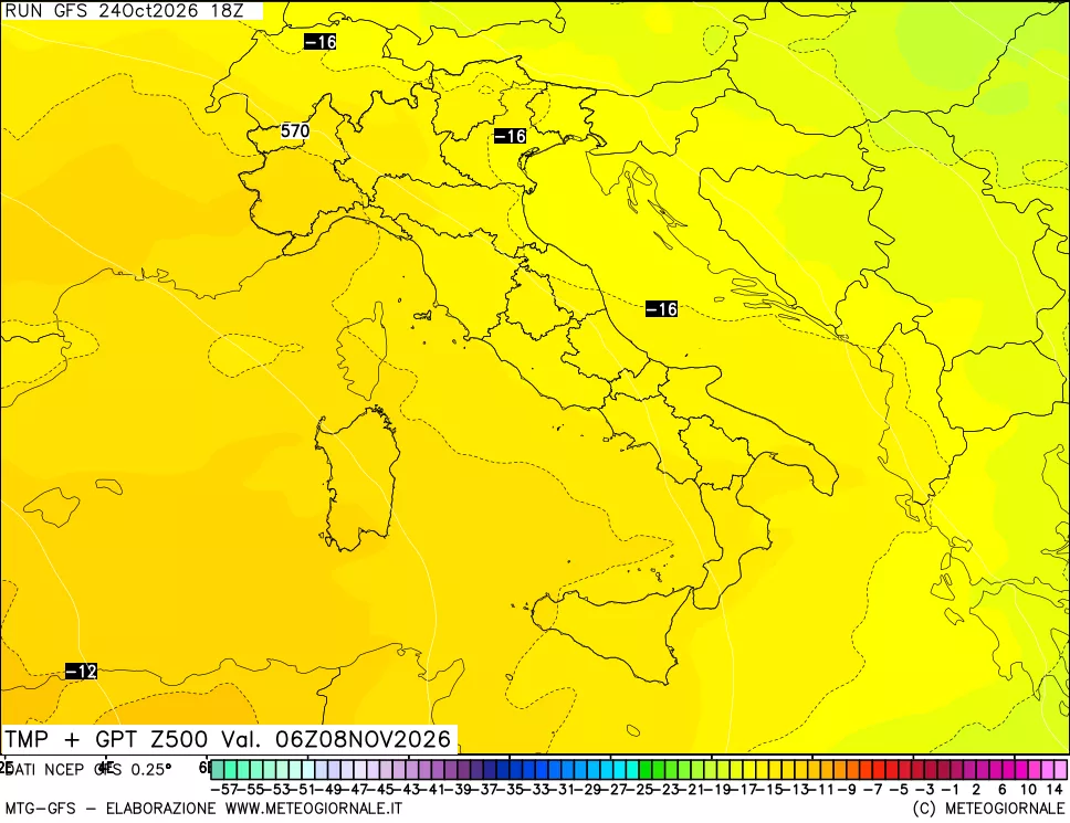 mappa 500 hPa Temp + GPT
