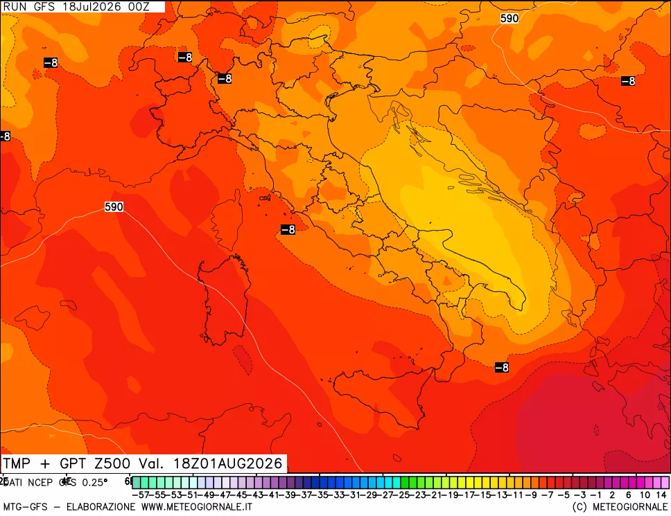 mappa 500 hPa Temp + GPT