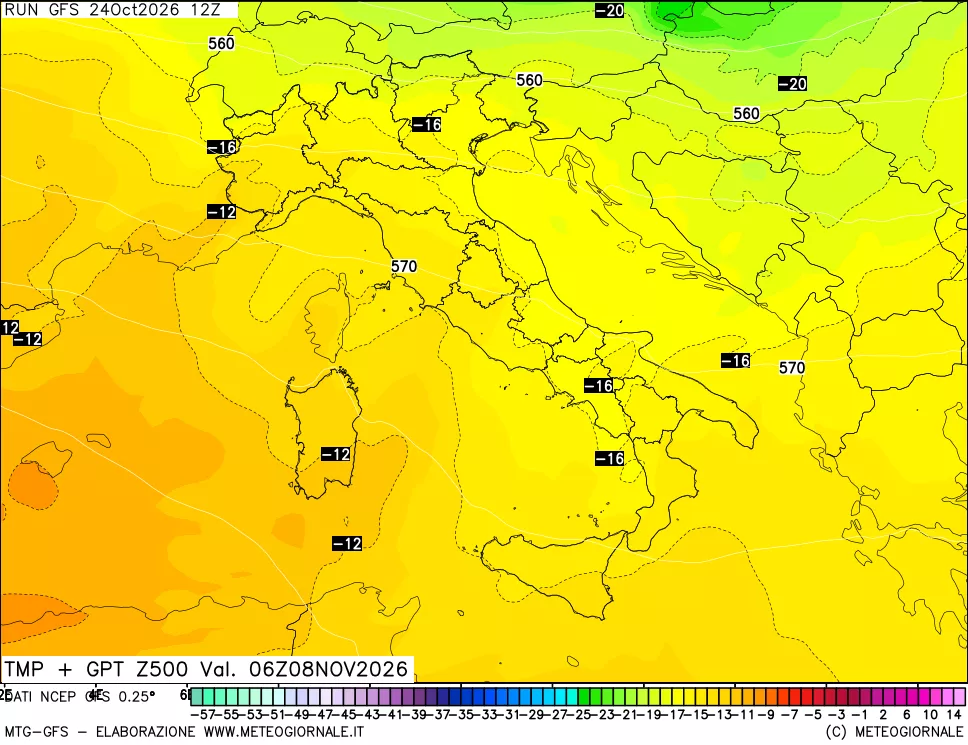 mappa 500 hPa Temp + GPT
