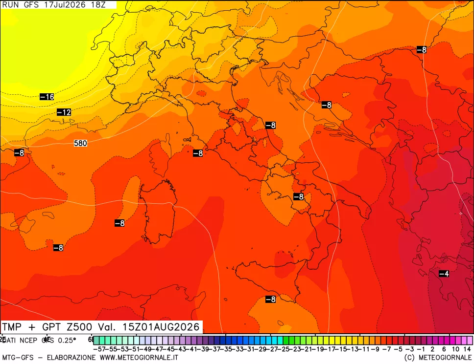 mappa 500 hPa Temp + GPT
