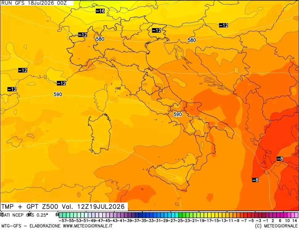 mappa 500 hPa Temp + GPT