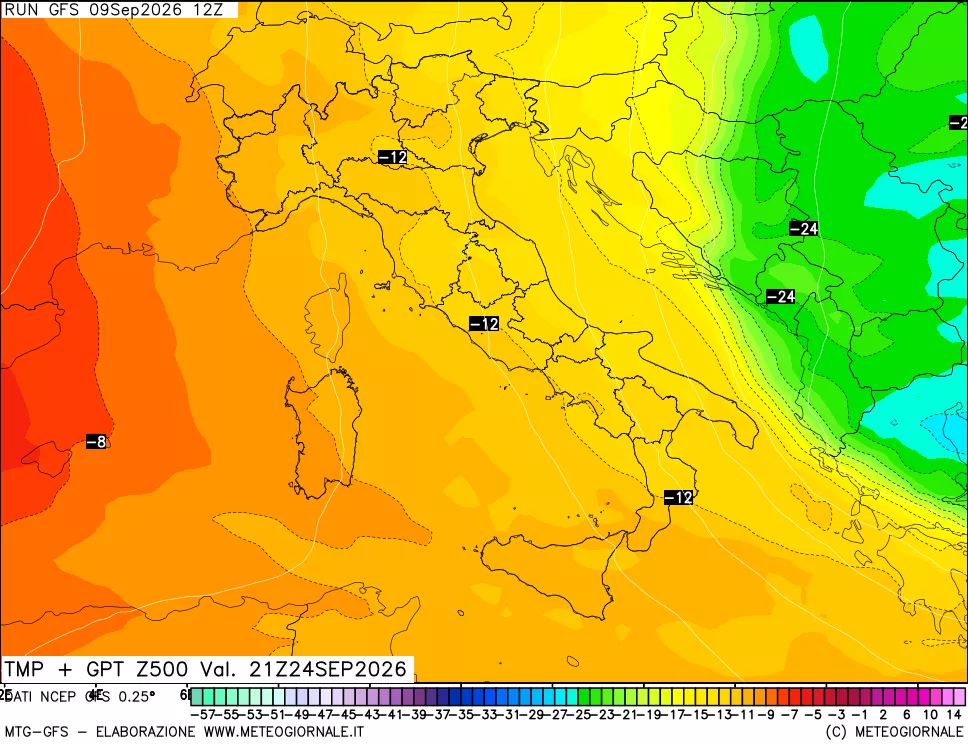 mappa 500 hPa Temp + GPT