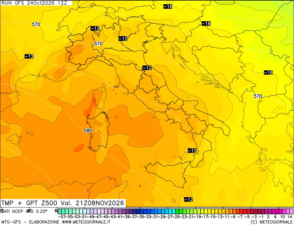 mappa 500 hPa Temp + GPT
