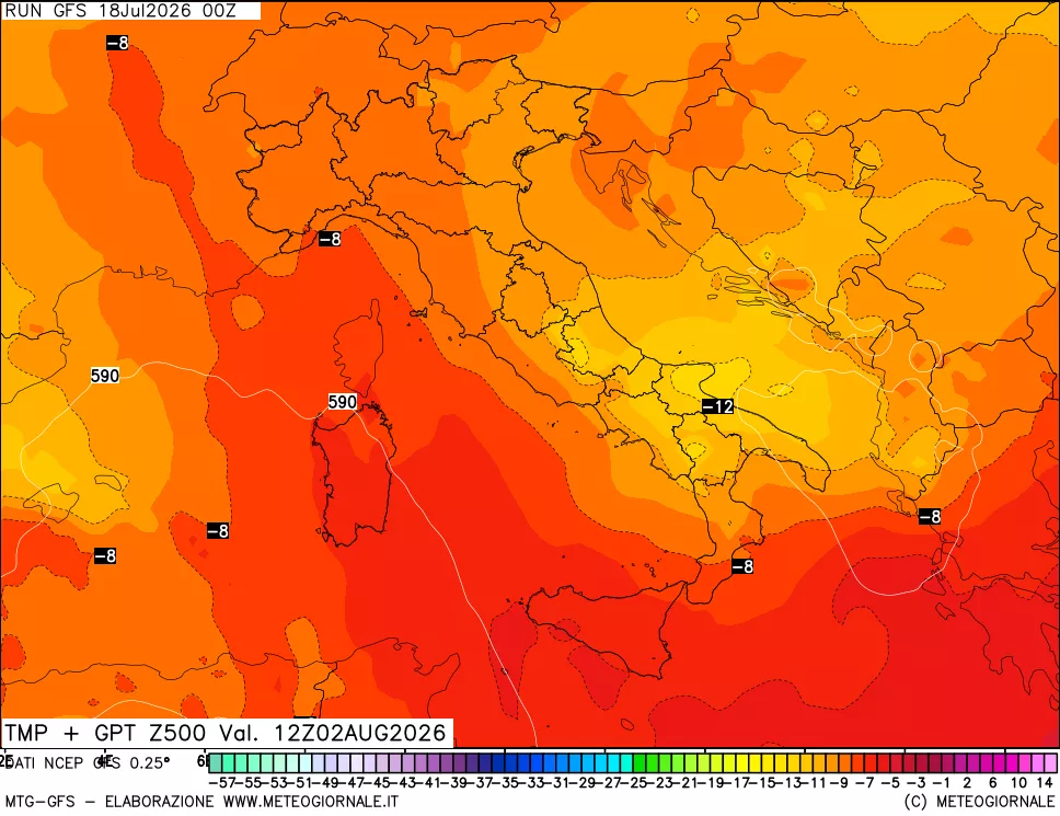 mappa 500 hPa Temp + GPT