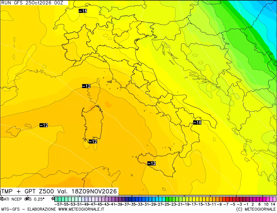 mappa 500 hPa Temp + GPT