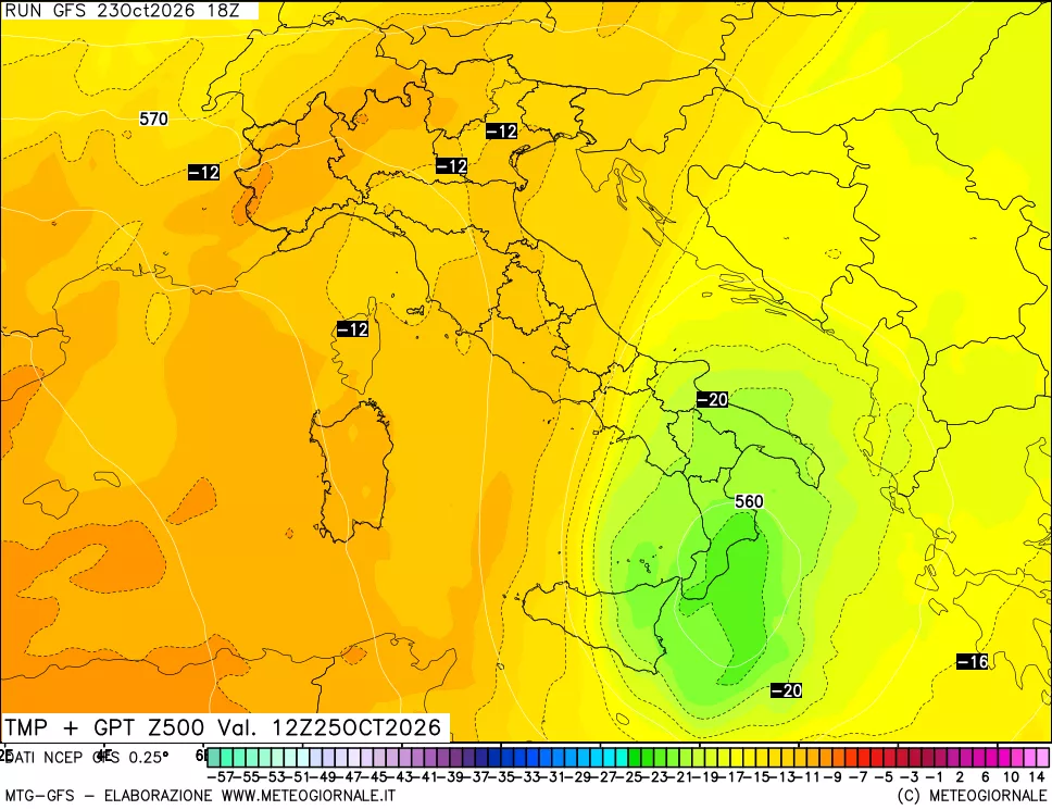 mappa 500 hPa Temp + GPT