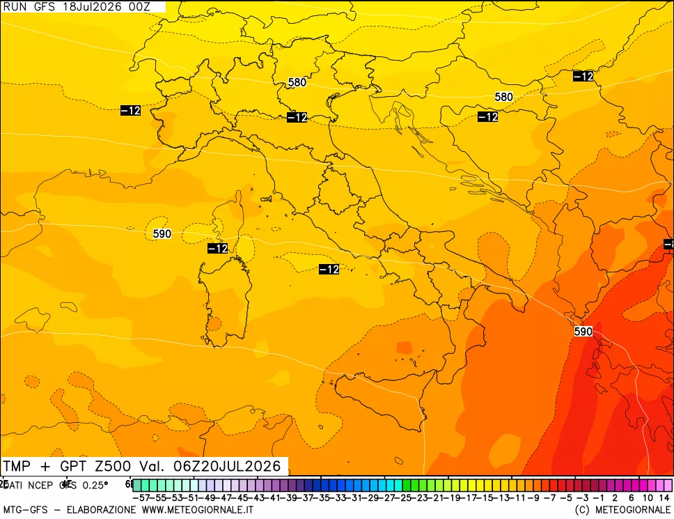 mappa 500 hPa Temp + GPT