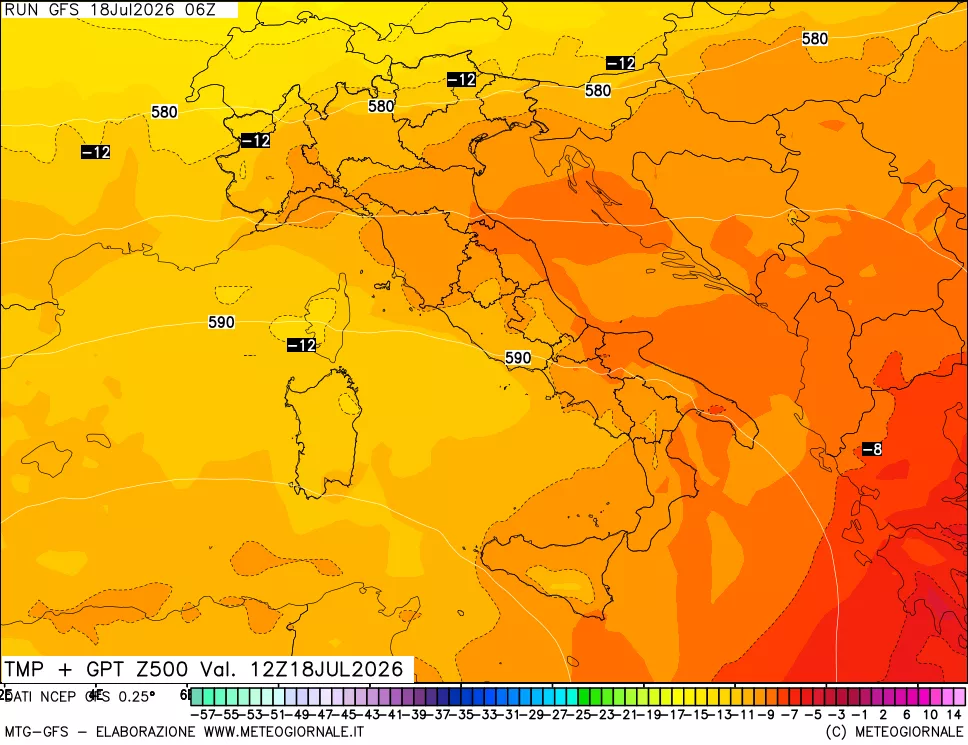mappa 500 hPa Temp + GPT