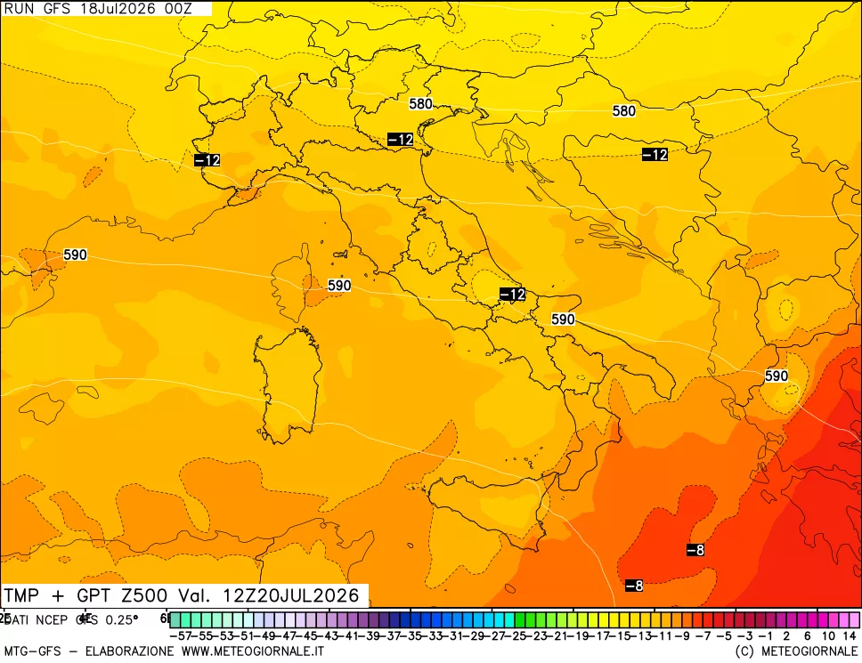 mappa 500 hPa Temp + GPT