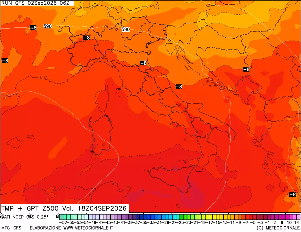 mappa 500 hPa Temp + GPT