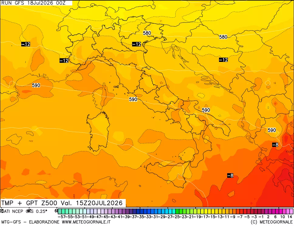 mappa 500 hPa Temp + GPT