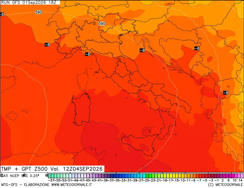 mappa 500 hPa Temp + GPT