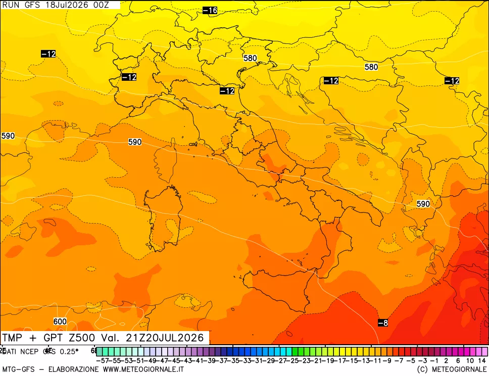 mappa 500 hPa Temp + GPT