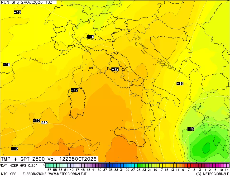 mappa 500 hPa Temp + GPT