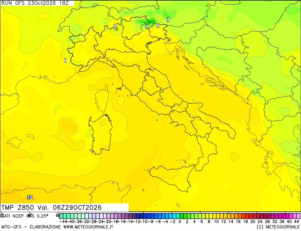 mappa 850 hPa Temp