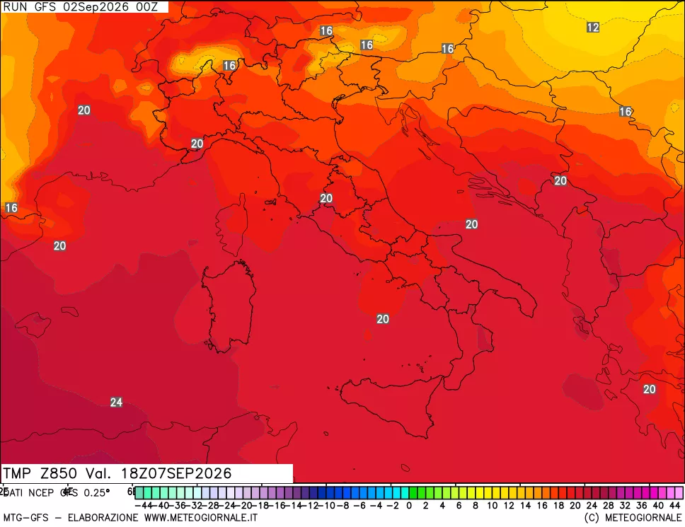 mappa 850 hPa Temp