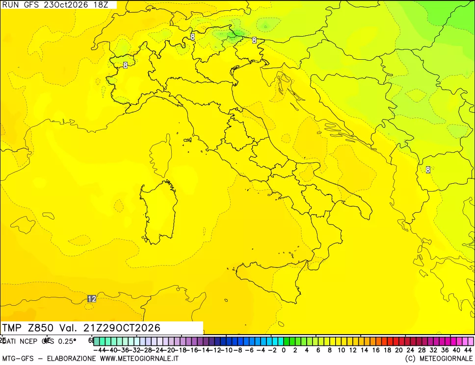 mappa 850 hPa Temp