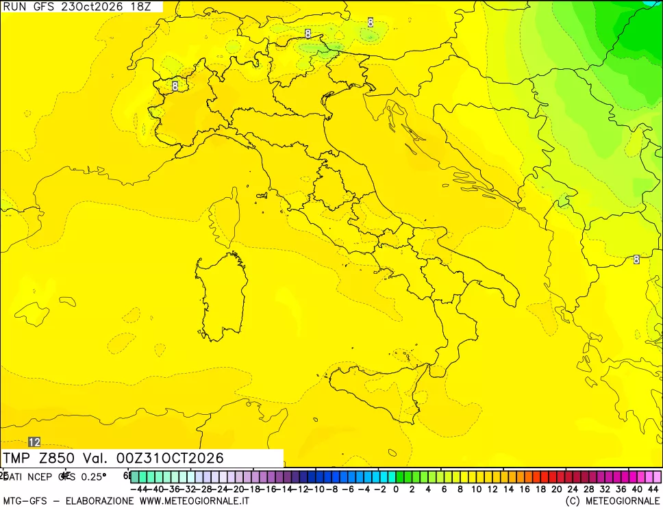 mappa 850 hPa Temp