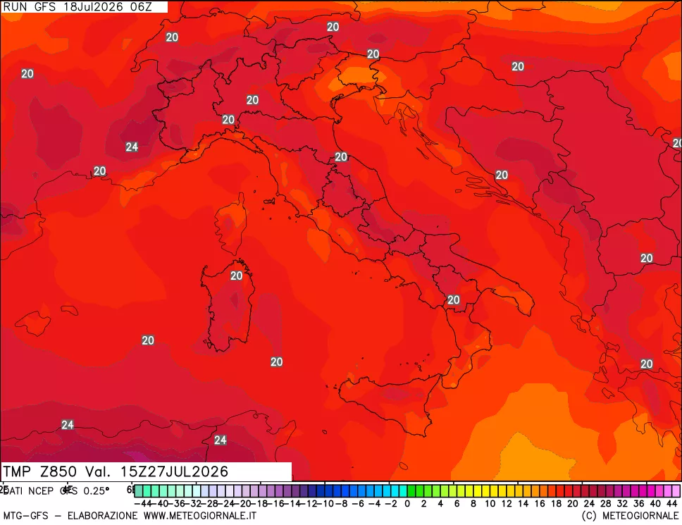 mappa 850 hPa Temp