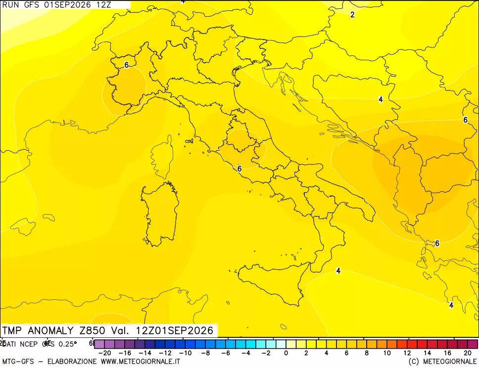 mappa 850 hPa Temp Anomaly vs Cli.No 1981-2010