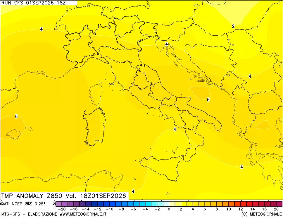 mappa 850 hPa Temp Anomaly vs Cli.No 1981-2010