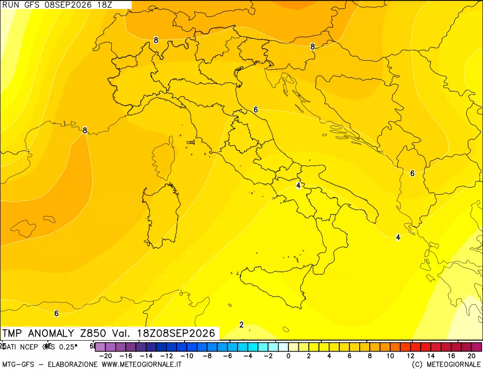 mappa 850 hPa Temp Anomaly vs Cli.No 1981-2010