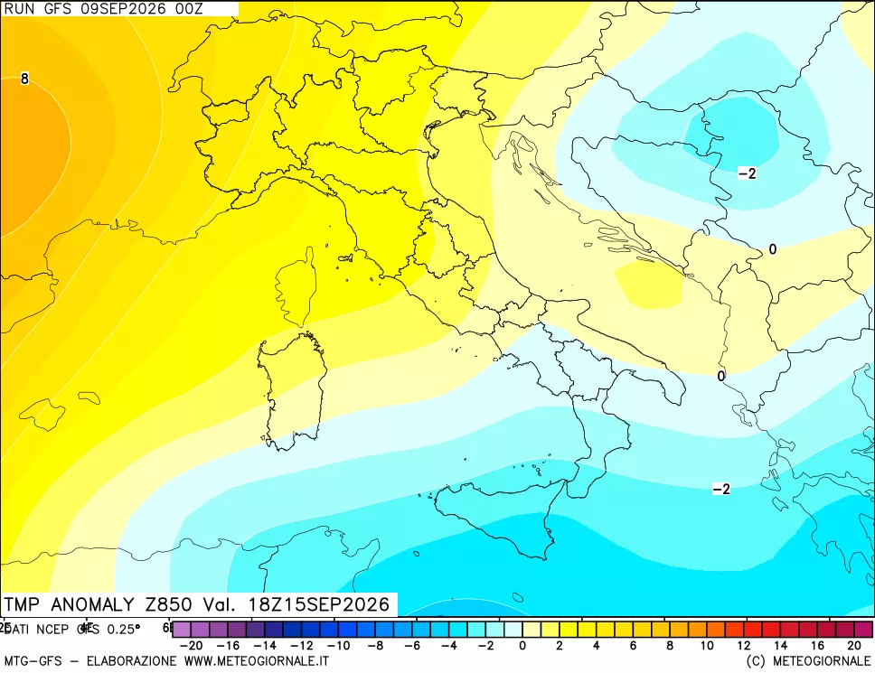 mappa 850 hPa Temp Anomaly vs Cli.No 1981-2010