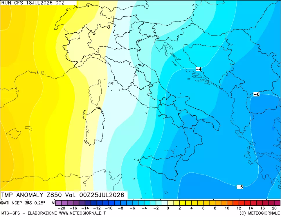 mappa 850 hPa Temp Anomaly vs Cli.No 1981-2010