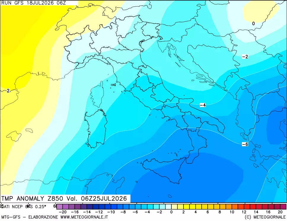 mappa 850 hPa Temp Anomaly vs Cli.No 1981-2010