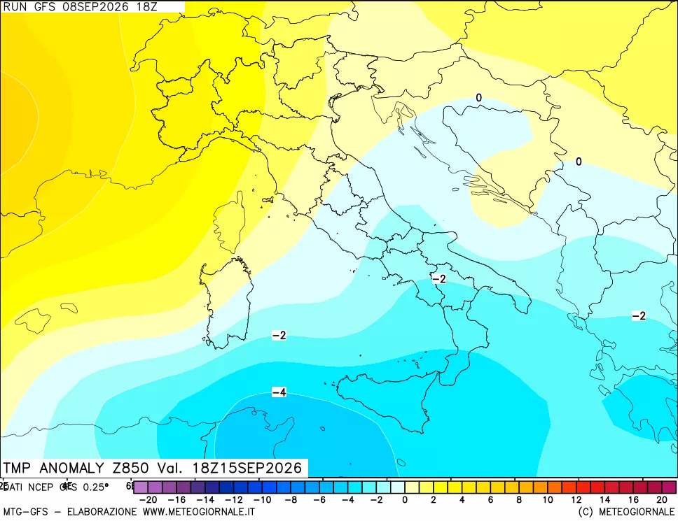 mappa 850 hPa Temp Anomaly vs Cli.No 1981-2010