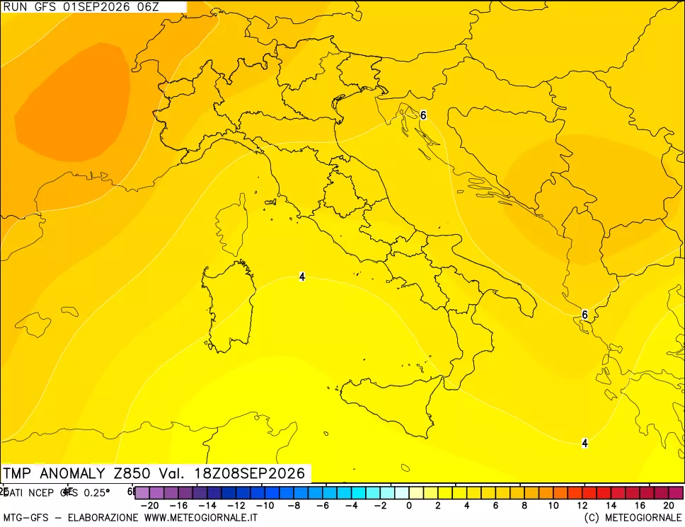 mappa 850 hPa Temp Anomaly vs Cli.No 1981-2010