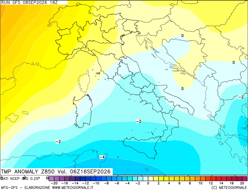 mappa 850 hPa Temp Anomaly vs Cli.No 1981-2010