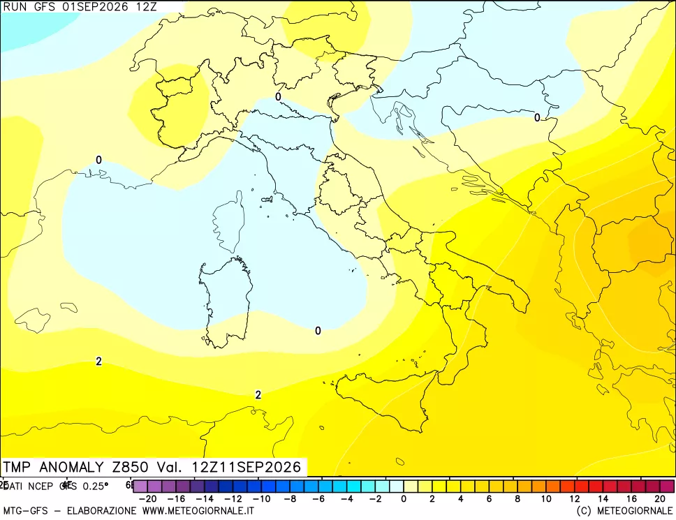 mappa 850 hPa Temp Anomaly vs Cli.No 1981-2010